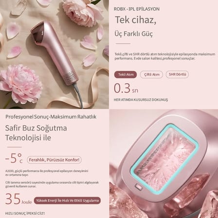 Robx A2030 IPL Sapphire Sogutma 35 joule Ultra Güç Hızlı Etki Çoklu Seri Otomatik Atım Pembe