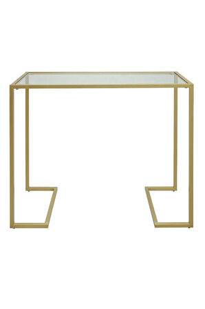Petek Üstü Gold Renk Temper Camlı Dresuar Metal Konsol