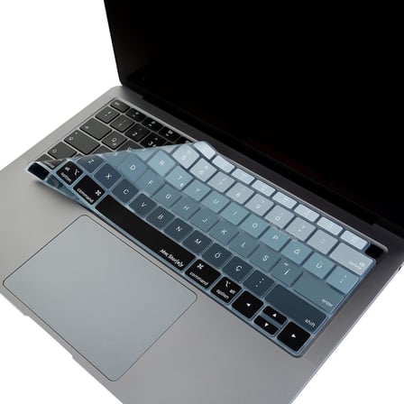 Türkçe Q Klavye Koruyucu MacBook Air 13 A1932 A2179 A2337 M1 Uyumlu | US Amerikan Düz Enter ANSI | Türkçe Baskılı Silikon Keyboard Cover Siyah Gri