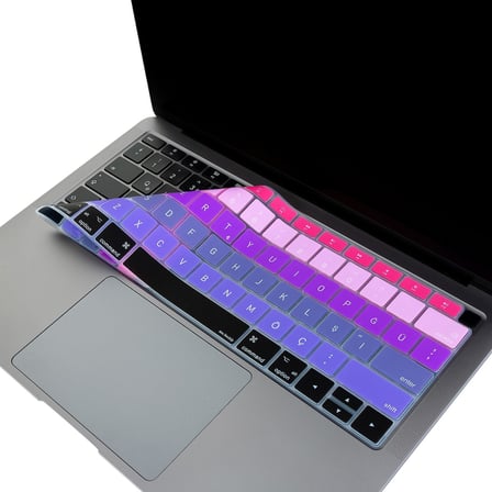 Türkçe Q Klavye Koruyucu MacBook Air 13 A1932 A2179 A2337 M1 Uyumlu | US Amerikan Düz Enter ANSI | Türkçe Baskılı Silikon Keyboard Cover Siyah Gri