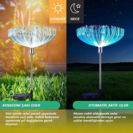 SOLAR LED'li 7 Renk Değiştiren Bahçe Dekorasyon Aydınlatma 2'li Paket