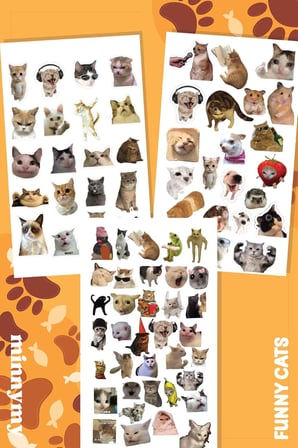 Cat Collection Sticker Seti, Ajanda ve Günlük için, Kendinden Yapışkanlı, Dekoratif, 10x20 cm, 3'lü Set, Planlayıcı ve Bullet Journal için, Kedi Temalı