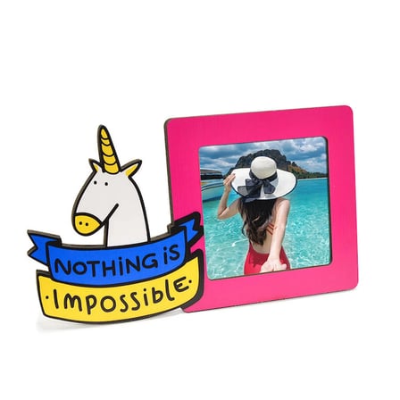 Kişiye Özel Unicorn Temalı Ahşap Pola Fotoğraf Çerçevesi – 9x10 cm