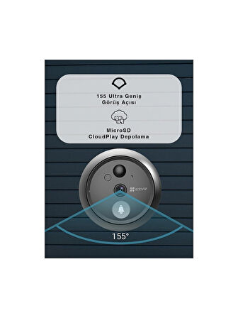 EZVIZ AKILLI EV SİSTEMİ GİRİŞ KAPI ZİLİ WIFI 2K KIT CS-HP4 (2WPFBS) 4.3 GÖZETLEME EKRANI + KAPI ZİLİ KİT  | Simcom
