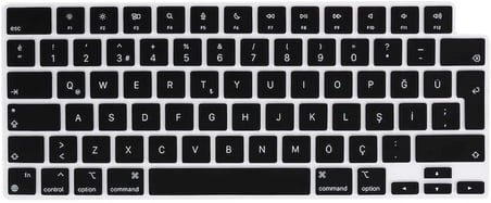 Apple Macbook Air 13.6inç 2022 M2 A2681 ile uyumlu Q Klavye Koruyucu Silikon Ped Siyah