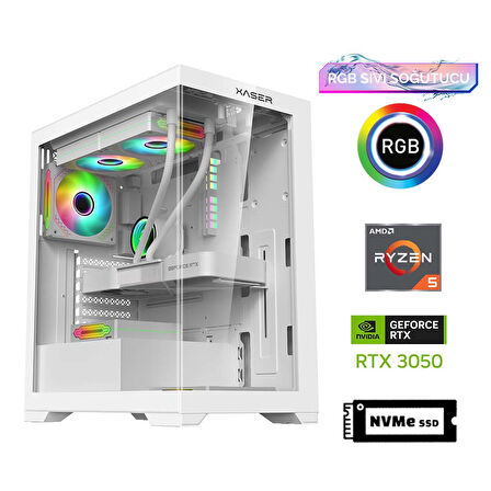 Xaser GX90 Ryzen 5 5600 16GB Ram 512GB M.2 NVMe SSD 6GB RTX3050 Sıvı Soğutma Oyuncu Bilgisayarı