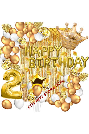 2 Yaş Lüks Happy Bırthday Kral Taçlı Doğum Günü Seti