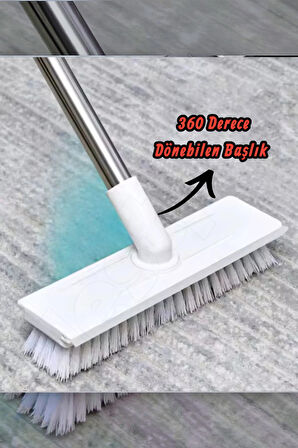 360° Döner Başlıklı Temizlik Fırçası Sert Uçlu Çekpaslı Çok Fonksiyonlu Banyo & Zemin Temizlik Fırça