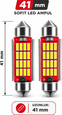 41mm C5W Sofit Led Ampul - Beyaz Plaka ve Tavan Lambası - Canbus Arıza Lambası Yakmaz (2 Adet)