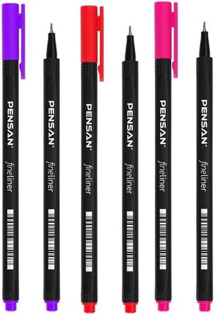 Fineliner Kalem 24 Renk Plastik Kutu 0.4mm Keçe Uçlu Kalem 1 Paket Pensan Fineliner 6500HP 0.4mm Keçe Uçlu Kalem