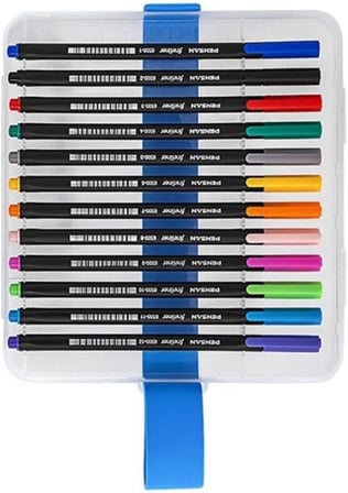 Fineliner Kalem 24 Renk Plastik Kutu 0.4mm Keçe Uçlu Kalem 1 Paket Pensan Fineliner 6500HP 0.4mm Keçe Uçlu Kalem