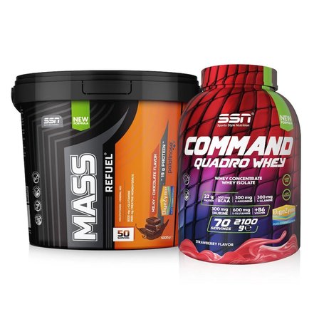 SSN Bulk Power Mass Gainer 5000G Çikolata + SSN Command 2100G Çilek
