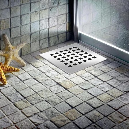 Paslanmaz Çelik Kare Delikli Banyo Yer Süzgeç Izgarası Üst Kapak – 10x10 cm Süzgeçlerle Uyumlu Dayanıklı Yedek Kapak