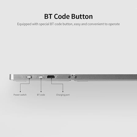 Kablosuz BT Klavye - Katlanır, Dokunmatik Yüzeyli, Taşınabilir Ultra İnce - Windows/Android/iOS Uyumlu - Gümüş