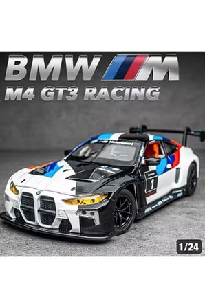 1:24 BMW M4 GT3 Diecast Model Araba Açılan Kapılar BMW M4 Yarış Arabası Modifiyeli Diecast Araba