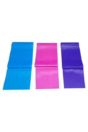 3'lü Pilates Lastiği Direnç Lastiği Seti 3 Adet Pilates Lastik Seti Pilates Bandı 90X7,5Cm