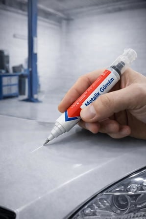 Gri Oto Rötuş Boya Kalemi 5 ml – Metalik Renkli Araç Çizik Kapatıcı
