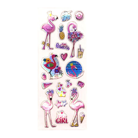 Sticker Kabartmalı Stiker Defter, Planlayıcı Etiket Flamingo (cb451) 16x7 cm