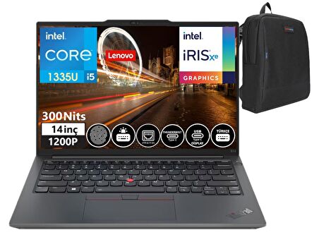LENOVO THİNKPAD E14 GEN5 intel Core I5 1335U 40GB 512GBSSD+512GBSSD 14" WUXGA IPS FREEDOS TAŞINABİLİR BİLGİSAYAR TB21JK0004TX12+WeblegelsinÇanta