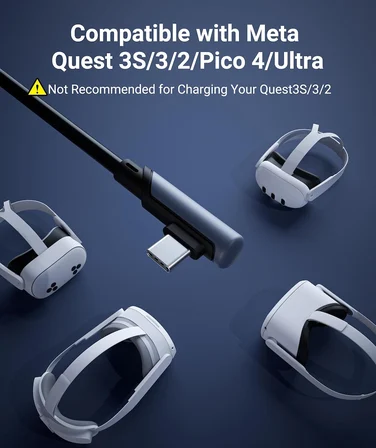 Bağlantı Kablosu 26 FT Sinyal Güçlendiricili Meta/Oculus Quest 3, Quest2/Pro/Pico4 Aksesuarları ve PC/SteamVR ile Uyumlu, Yüksek Hızlı Veri Aktarımı, VR Kulaklık için USB 3.0 - USB C Kablosu