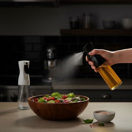 1 Adet Cam Sprey Yağlık, 225 ml Yağ ve Sirke Püskürtücü, Büyük Boy, Çok Amaçlı Mutfak Gereci, Airfryer İçin İdeal (Siyah &amp; Beyaz) (BEYAZ)