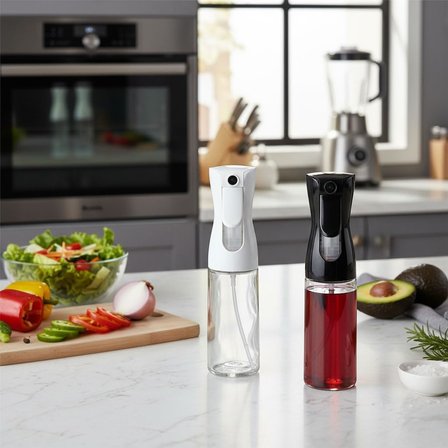 1 Adet Cam Sprey Yağlık, 225 ml Yağ ve Sirke Püskürtücü, Büyük Boy, Çok Amaçlı Mutfak Gereci, Airfryer İçin İdeal (Siyah &amp; Beyaz) (BEYAZ)