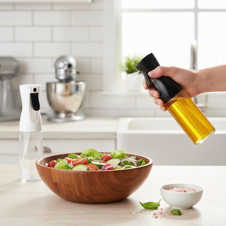 1 Adet Cam Sprey Yağlık, 225 ml Yağ ve Sirke Püskürtücü, Büyük Boy, Çok Amaçlı Mutfak Gereci, Airfryer İçin İdeal (Siyah &amp; Beyaz) (BEYAZ)