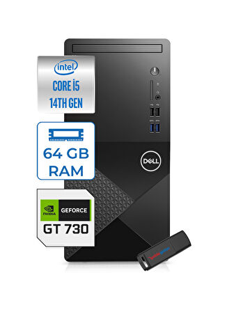 Dell Vostro 3020MT Intel Core I5 14400 64GB 512GB SSD 4GB/GT730 Freedos Masaüstü Bilgisayar ZTN2042VDT3020MTGF127+ZETTAUSBBELLEK