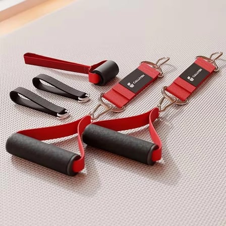 Calliven Premium Direnç Lastiği Seti 4'lü - Kapı Ankrajlı, El Tutacaklı, Ayak Bilek Kayışlı Fitness Bandı 12li set