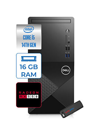 Dell Vostro 3020MT Intel Core I5 14400 16GB 4tb SSD 4GB/RX550 Windows 11 Home Masaüstü Bilgisayar ZTN2042VDT3020MTRH110+ZETTAUSBBELLEK
