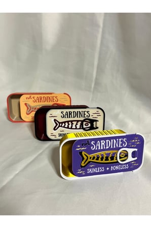 3'lü Sardalya Konservesi Sardines Takı Kutusu - Altın, Latte, Bordo