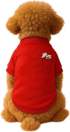 Kedi ve Köpek Kıyafeti &amp; Elbisesi Kırmızı Sweatshirt Papatya Cep XL