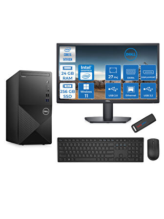Dell Vostro 3020MT Intel Core I5 14400 24GB 256GB SSD Windows 11 Home 27" Fhd Monitör Bilgisayar ZTN2042VDT3020MT7H111+ZETTAUSBBELLEK