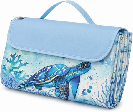 Haegs Piknik Örtüsü, Çanta Kamp Matı, Plaj Matı, Piknik Yer Örtüsü, Seyahat, Kamp, Outdoor, Park Çim Kum Tutmaz, Su Geçirmez, Kullanışlı Çanta Model, Katlanabilir 200x150cm - Deniz Kaplumbağası