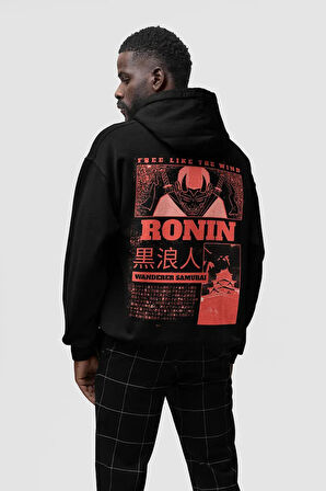 Ronin Samurai Yazılı Unisex Oversize Tasarım Film Hoodie
