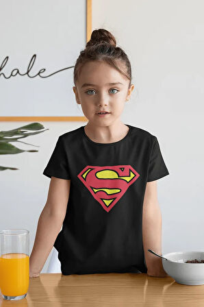 Süperman Logo Baskılı Unisex Film Kahramanı Çocuk Tişört (1-12 YAŞ)