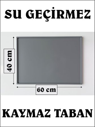 Silikon Saksı Altlığı ve Viyol Tepsisi (60x40 cm) - Su Geçirmez Bitki Koruyucu Mat, Fide Yetiştirme ve Çiçek Altlığı, Yükseltilmiş Kenarlı Saksı Tablası, Gri Renk