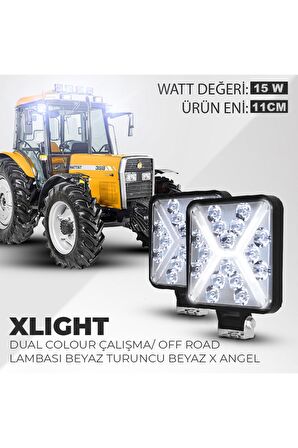 Kare Xlight Çalışma ve Off Road Lambası Beyaz (2 Adet)