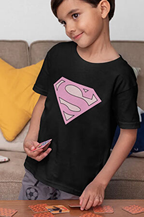 Süperman Logo Baskılı Unisex Film Kahramanı Çocuk Tişört (1-12 YAŞ)