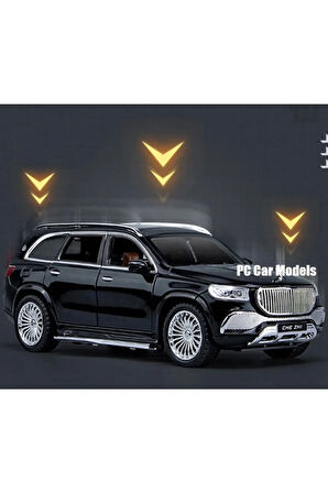 Benz Maybach Gls 600 Suv Işıklı Sesli Kapılar Kaput Bagaj Açılır 1-24 Siyah