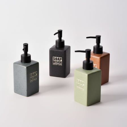 500ml Seramik Sıvı Sabunluk, Mat Taş Dokulu ve Kare Tasarım, Siyah Pompalı Banyo ve Mutfak Deterjan Dispenser (1 Adet - Asorti/Karışık Renk Gönderilir)