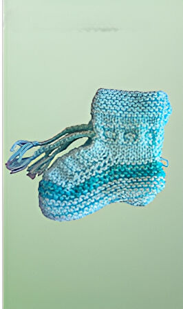 El Örgüsü Bebek Patik, (Mavi Renk)