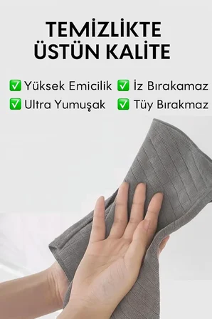 4'lü Havlu Seti - Mikrofiber Süper Emici Çok Amaçlı Bez 40x40 cm (Gri)