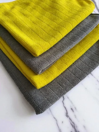 4'lü Havlu Seti - Mikrofiber Süper Emici Çok Amaçlı Bez 40x40 cm (Gri)
