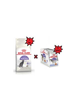 Sterilised 37 Kedi Kuru Maması 4 Kg Ve Sterilised Jelly Kısır Kedi Pouch Yaş Mama 85 Gr X 12 Adet