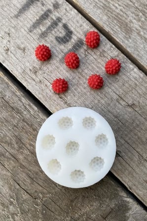 Ahududu Sekizli Mum Kalıbı (Silikon) (1,4 x 1,4 x 1,5 cm) (Küçük Süsleme Kalıbı) 1 Adet