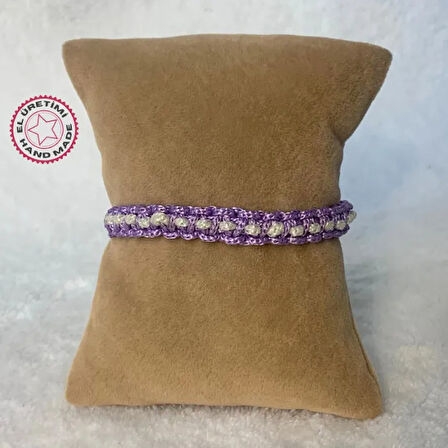 Uretti - Tuğba 9352 El Örgüsü Makrome İp Kız Çocuk Bileklik - Lila