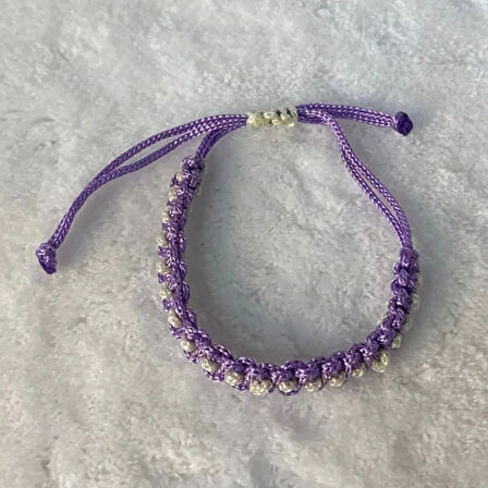 Uretti - Tuğba 9352 El Örgüsü Makrome İp Kız Çocuk Bileklik - Lila