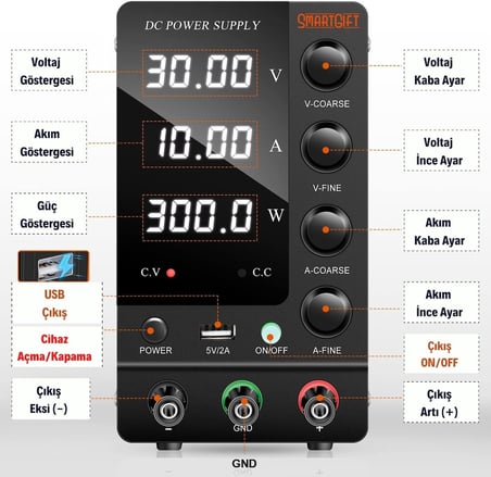 Ayarlanabilir 30V/10A SMPS DC Güç Kaynağı Voltaj Regülatörü (Black) SG-C3010