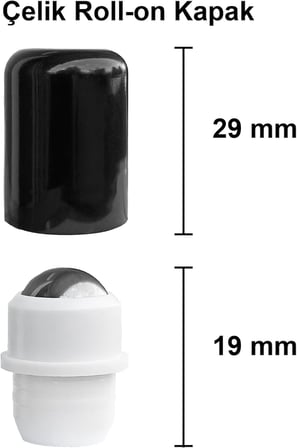 10 ml Çelik Roll On Şişesi 10 cc Sızdırmaz Siyah Kapaklı Cam Şişe 6 Adet (Amber, 10)